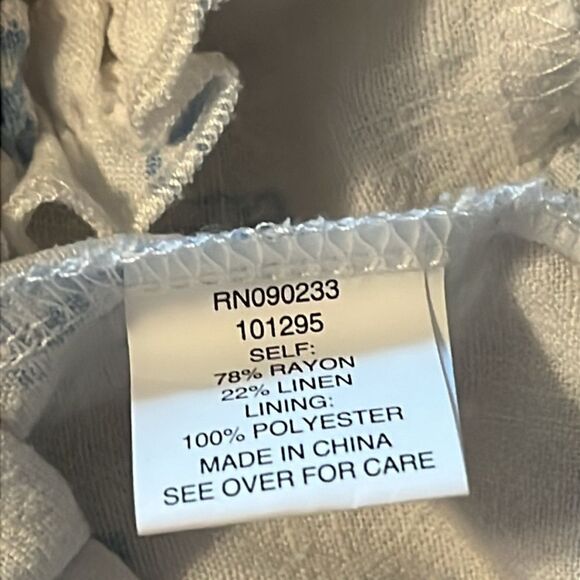 New! LA Hearts Linen Blend Floral Corset Top White & Blue Ruffles Size M - Picture 9 of 10